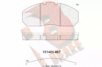 R BRAKE rb1405 -  Комплект тормозных колодок, дисковый тормоз